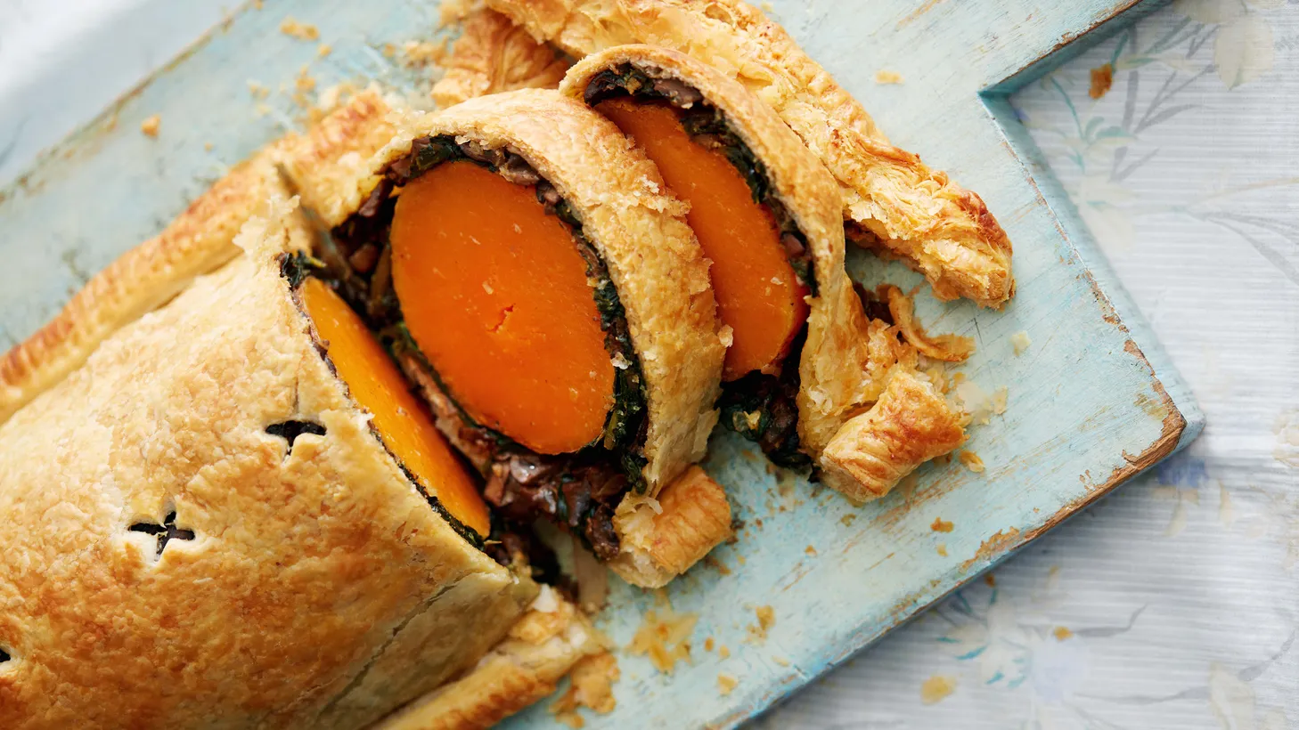 Putting a spin on an iconic dish, the McAnuff brothers’ jerk-spiced squash and callaloo wellington is a nod to their Jamaican heritage and London roots.
