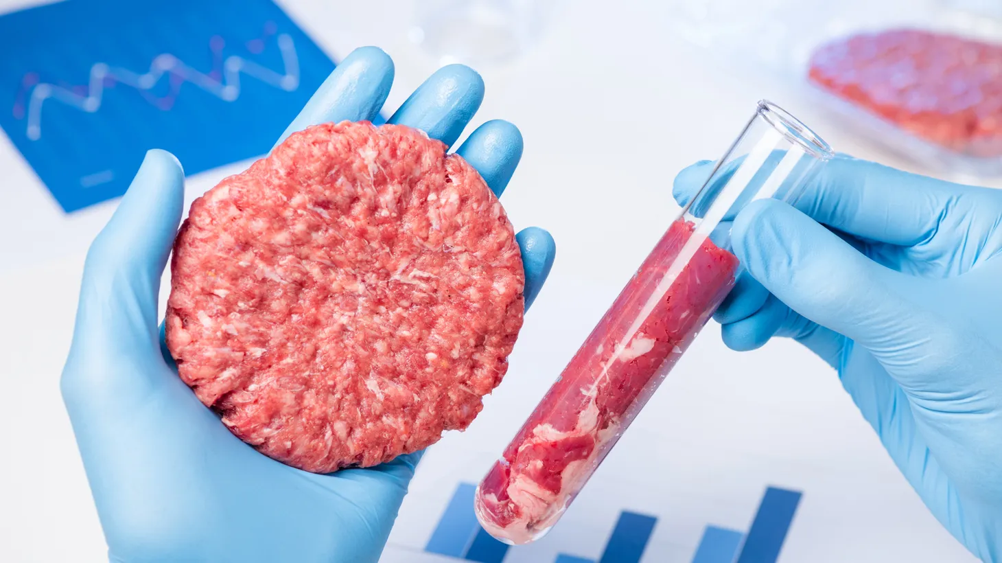 Cultured meat differs from plant-based products in that it is grown from a biopsy of animals.