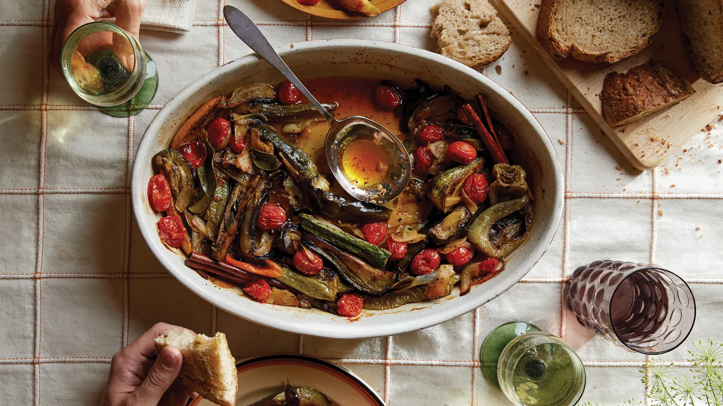 A lazy nightshade confit makes for a perfect casual lunch for company.