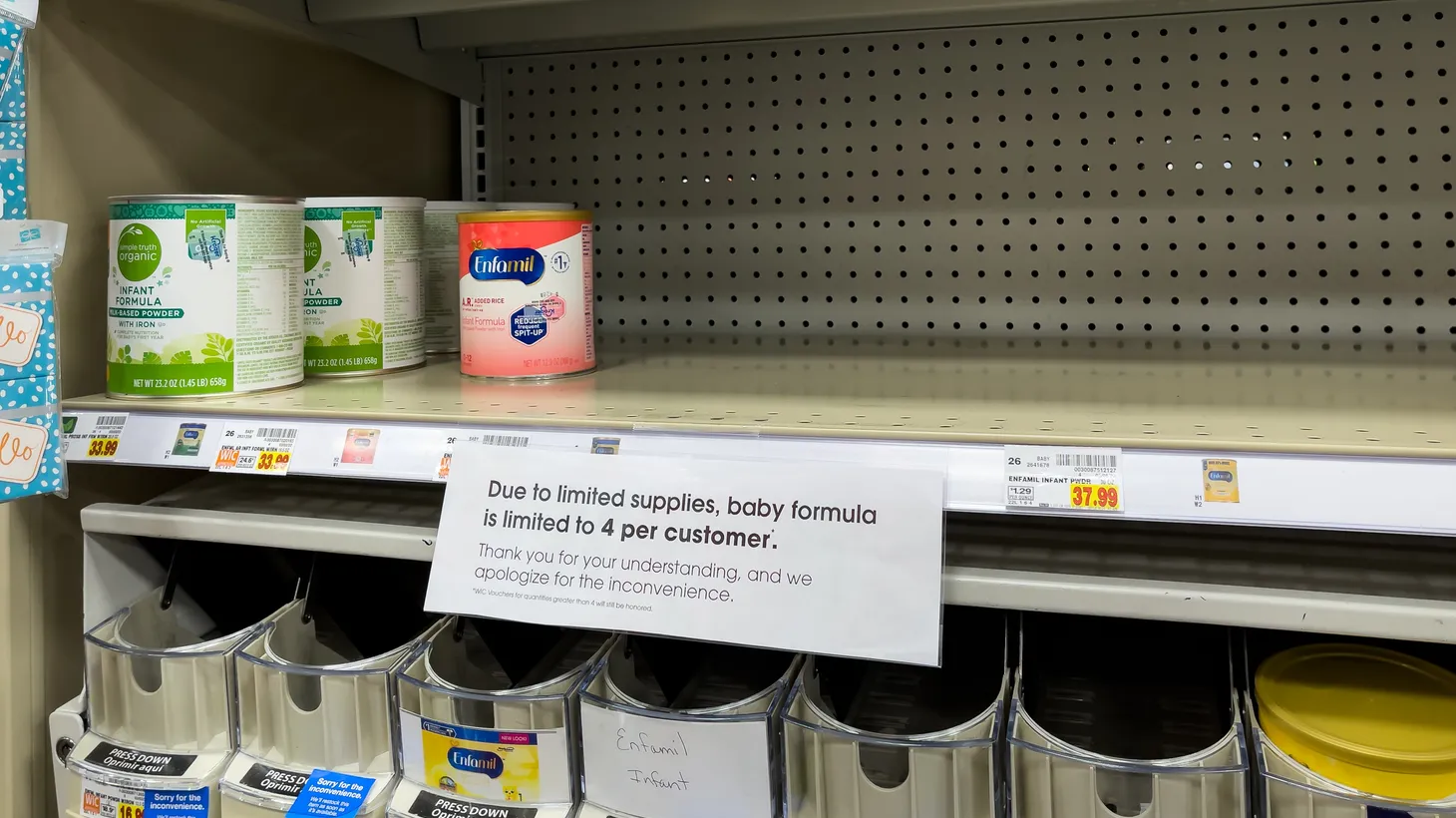 Supply chain issues and a recall from one of four major manufacturers last February both contributed to the ongoing shortage of baby formula.