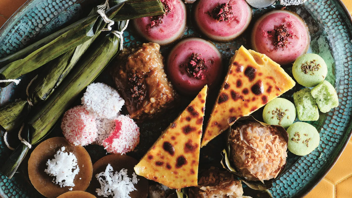 This dessert platter shows off the bright colors in a variety of Filipino desserts. You'll find recipes for them in "Mayumu," a cookbook by Abi Balingit.