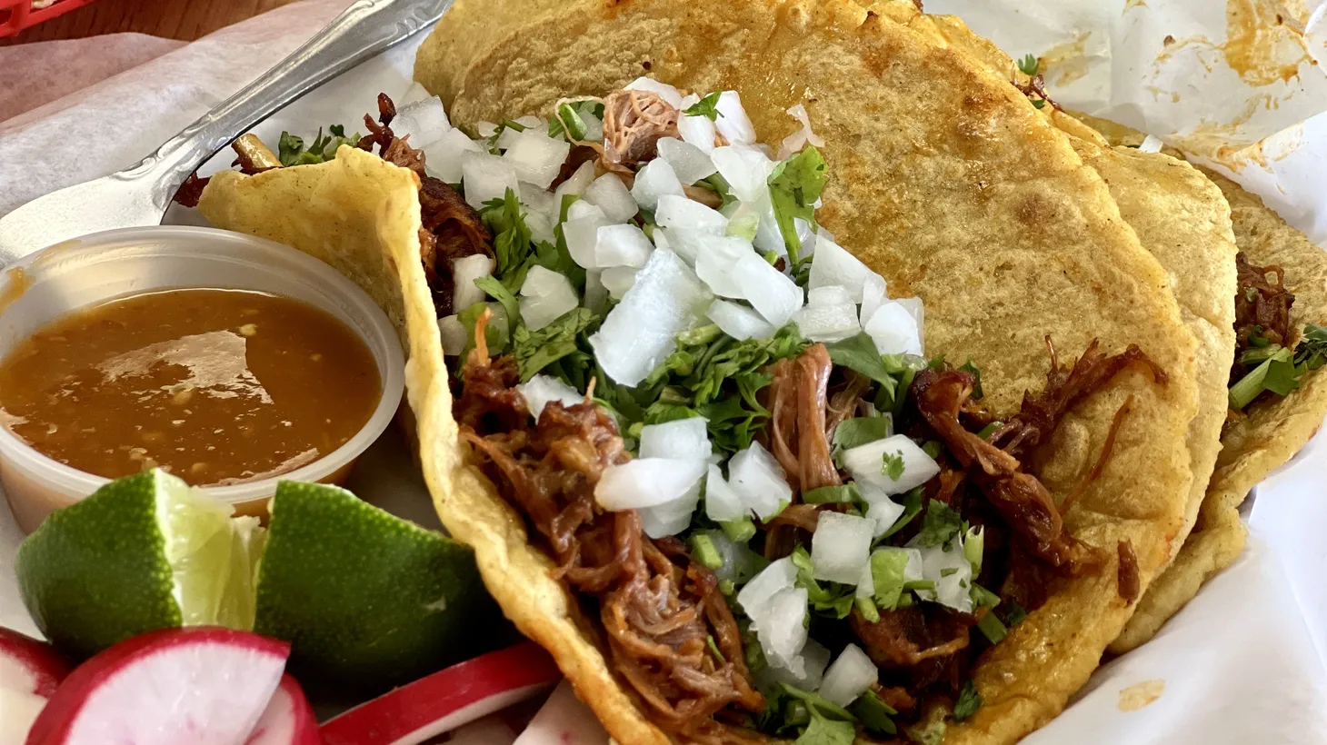 The birria tacos at Birriería Lupita will set you back five dollars but weigh in at half a pound.