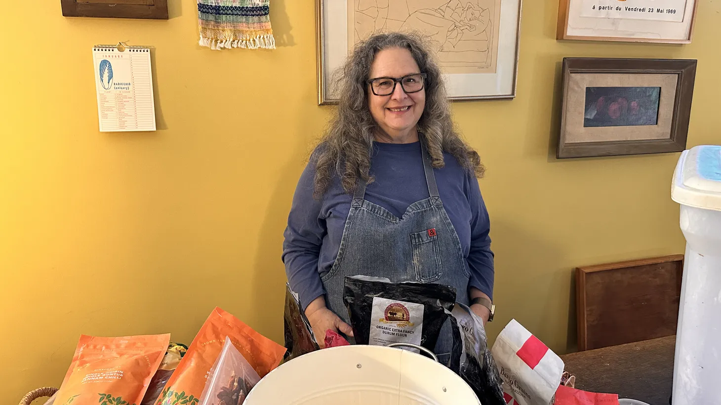 Good Food host Evan Kleiman is victorious after sorting through the many flours in her pantry.