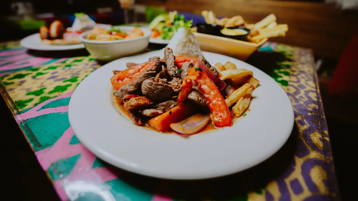 A traditional dish of lomo saltado is featured on the menu at Qusqo Bistro.