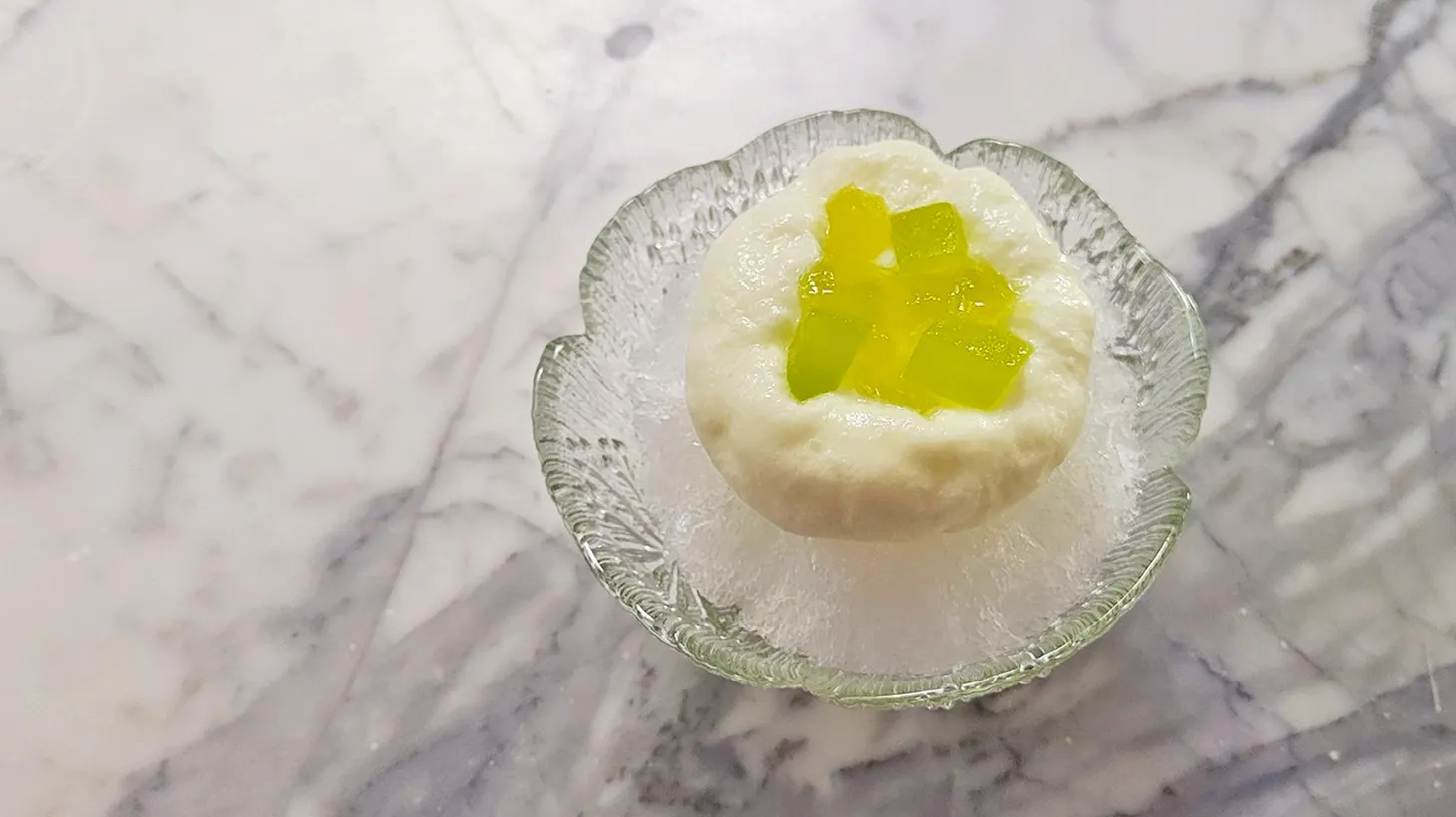 Jon Yao uses avara melons in a new shave ice course at Kato.