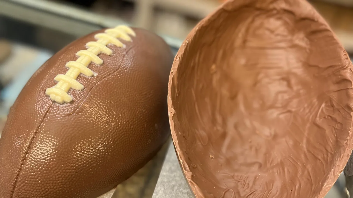 Littlejohn’s Candies in The Original Farmers Market is making an edible chocolate football to fill with chips, pretzels, and your favorite snacks for Sunday’s big game.