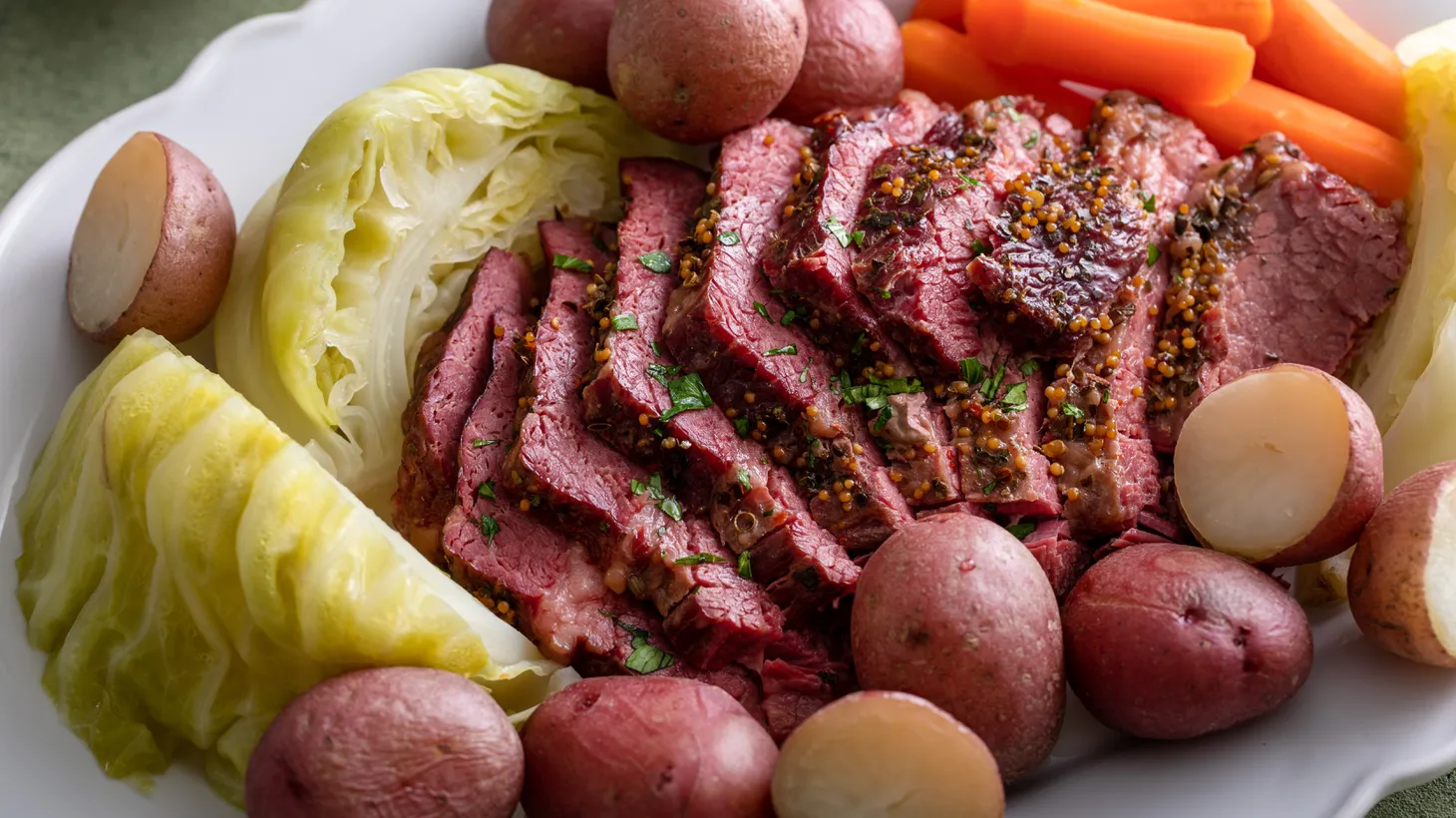 For a tasty St. Patrick's Day dinner, start with corned beef, cabbage and potatoes. The carrots are optional.