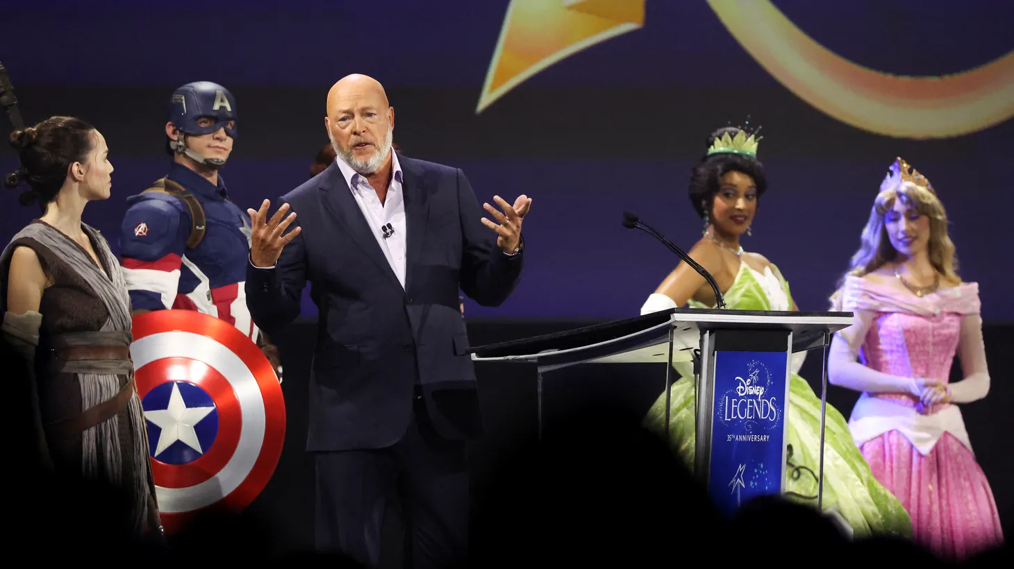 Bob Chapek, Chief Executive Officer of Disney, speaks at the 2022 Disney Legends Awards during the D23 Expo in Anaheim, California, on September 9, 2022.