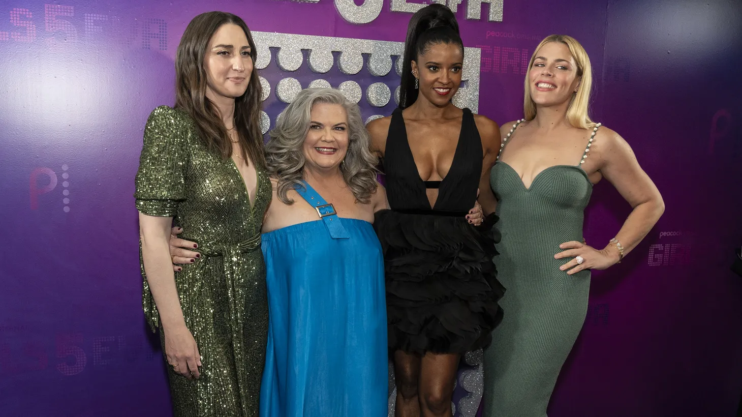“I feel there's a symbolic tale in the decision to move one of [Peacock’s] shows ‘Girls5eva’ – that actually was Emmy nominated in 2021 – to Netflix,” says Kim Masters. The stars of “Girls5eva,” Sara Bareilles (left), Paula Pell, Renee Elise Goldsberry, and Busy Phillips attend its season two premiere at the Roxy hotel in New York on May 1, 2022.