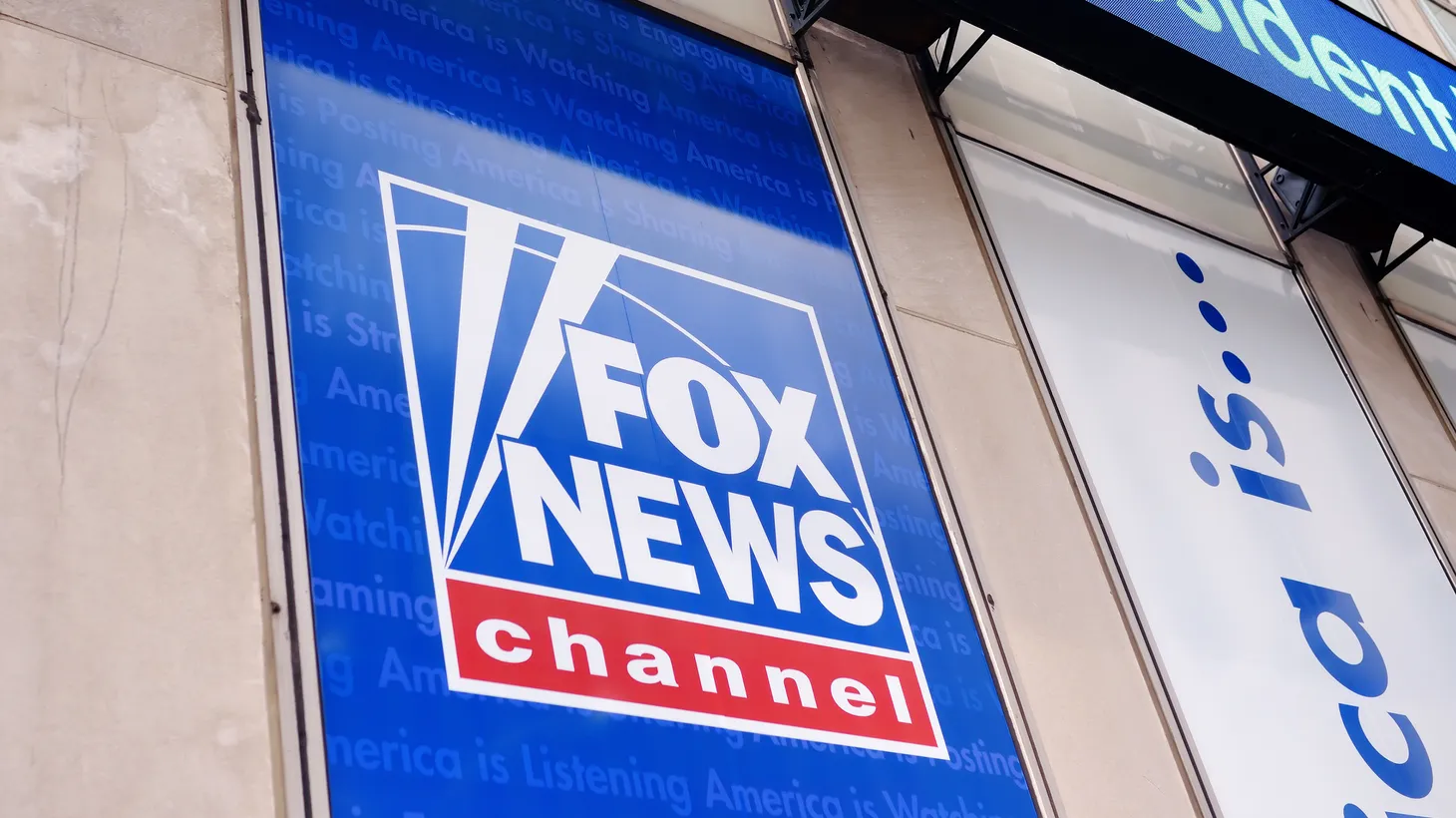 A close-up view of Fox News logo.