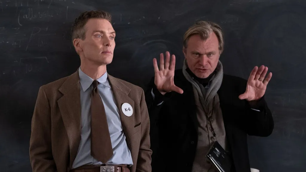 “Oppenheimer” director Christopher Nolan, pictured here with Cillian Murphy, joins author Kai Bird to discuss how a 700-page biography became a three-hour, R-rated depiction of “people talking in rooms” that swept the 2024 Oscar nominations.