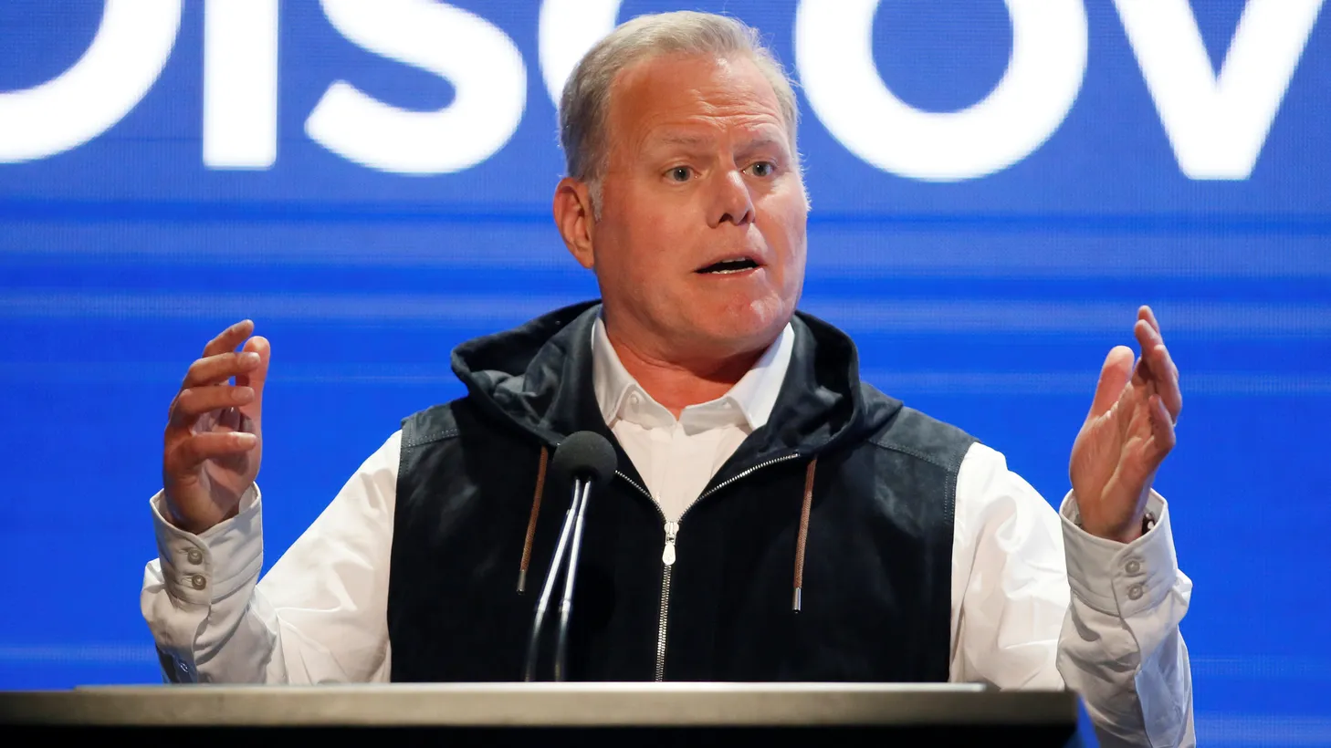 President and CEO of Discovery David Zaslav speaks during the Discovery portion of the Television Critics Association (TCA) Summer Press Tour in Beverly Hills, California, U.S., July 25, 2019.