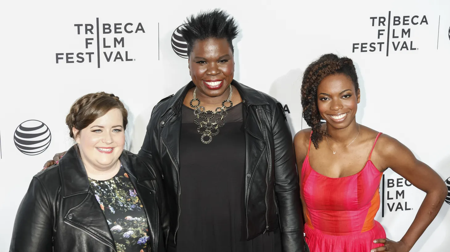 “Saturday Night Live” actors (L-R) Aidy Bryant, Leslie Jones and Sasheer Zamata attend the world premiere of the documentary “Live from New York!” during the Tribeca Film Festival at The Beacon Theatre in New York on April 15, 2015.