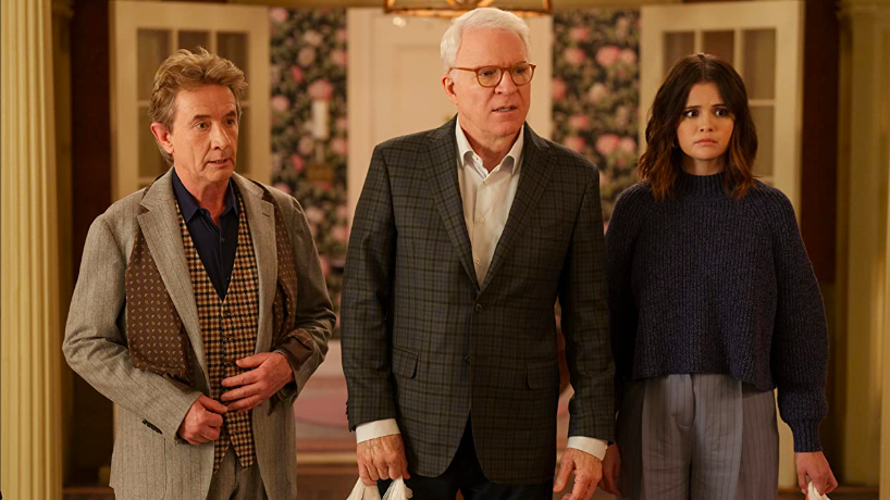 “I started to think about true crime podcasting, and how to make this idea sing in a modern way…and I thought about Ruth Gordon and ‘Rosemary's Baby’,” says John Hoffman, co-creator of the show. Martin Short (left), Steve Martin, and Selena Gomez star on “Only Murders in the Building.”