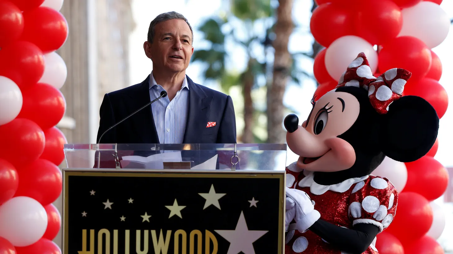Chairman and CEO of The Walt Disney Company Bob Iger speaks next to the character of Minnie Mouse at the unveiling of her star on the Hollywood Walk of Fame in Los Angeles, California, U.S., January 22, 2018.