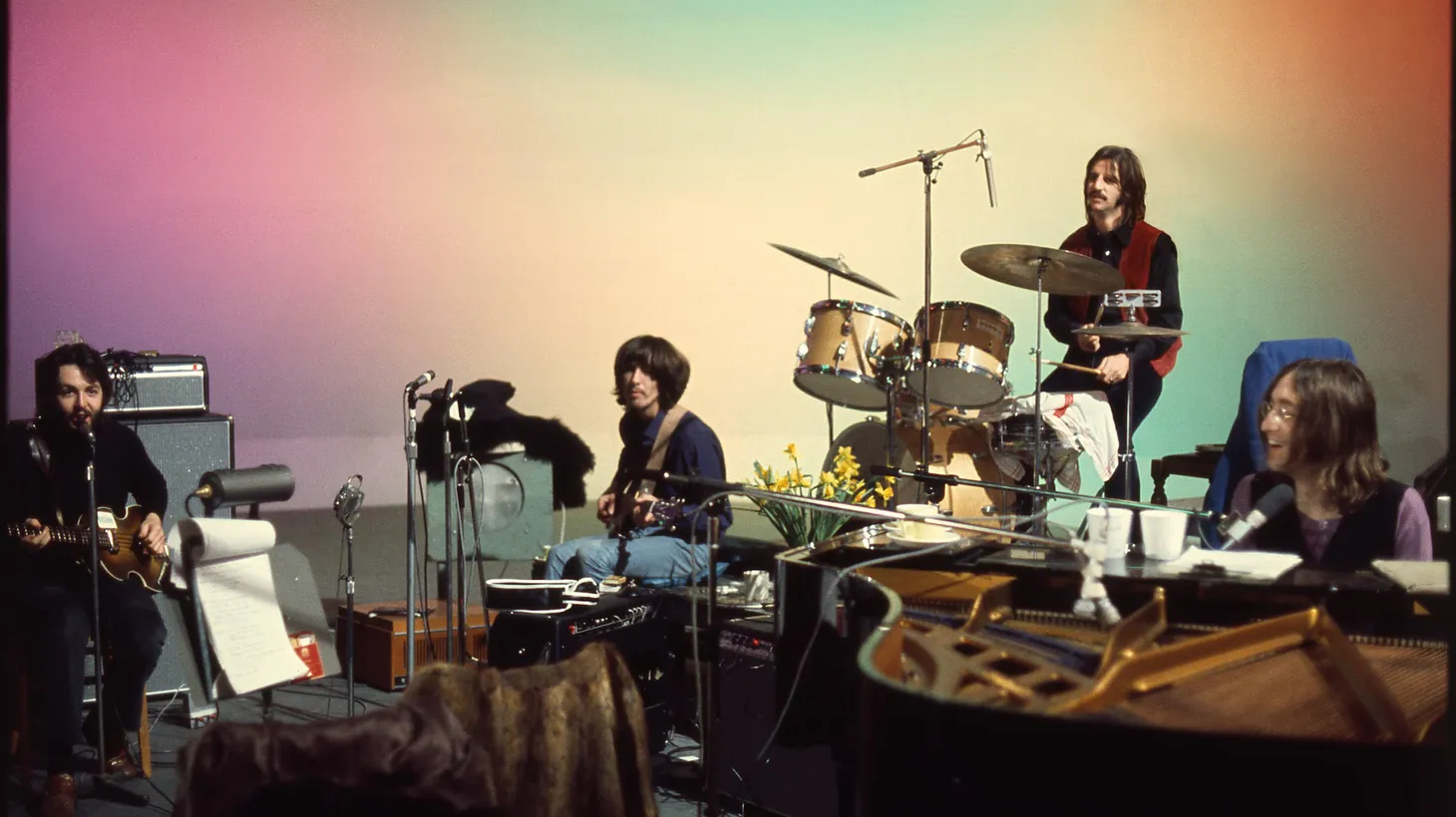 “Paul McCartney said to me at the very beginning, ‘It's your film, do what you want’,” says Peter Jackson. Paul McCartney (left), George Harrison, Ringo Starr and John Lennon, recording the album “Let It Be.”