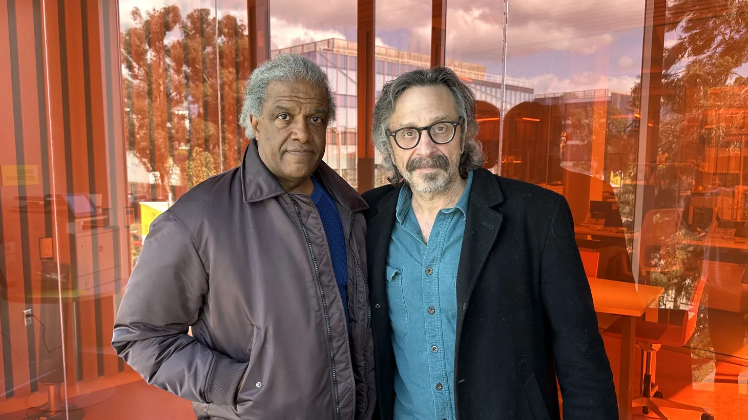 Marc Maron and Elvis Mitchell at KCRW HQ.