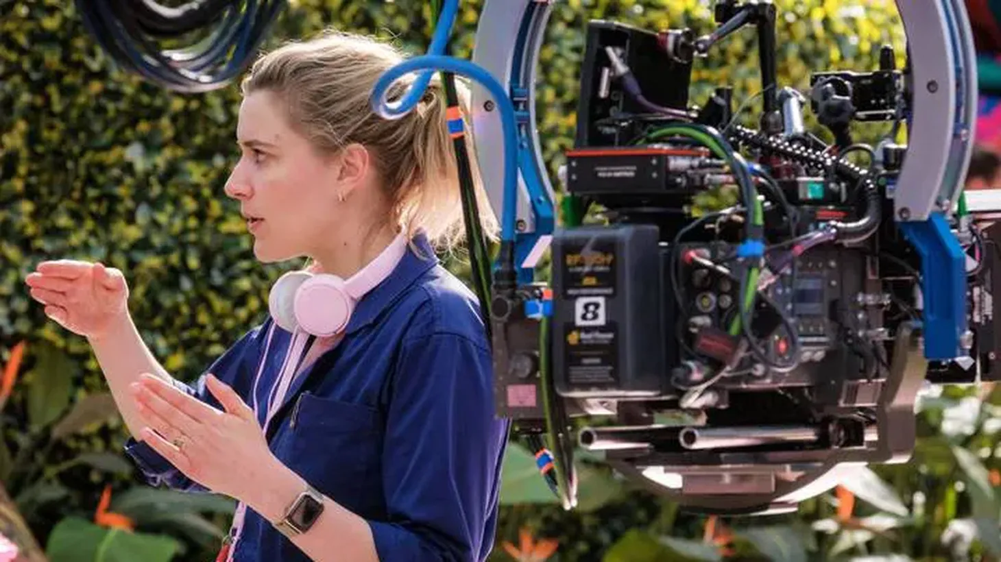 “When I heard [The Rise and Fall of Ziggy Stardust and the Spiders from Mars] album, I felt like it was made just for me. I felt like I was an alien. I felt like I was a man from Mars,” says writer/director Greta Gerwig. Pictured on the set of Warner Bros. Pictures’ “Barbie.”