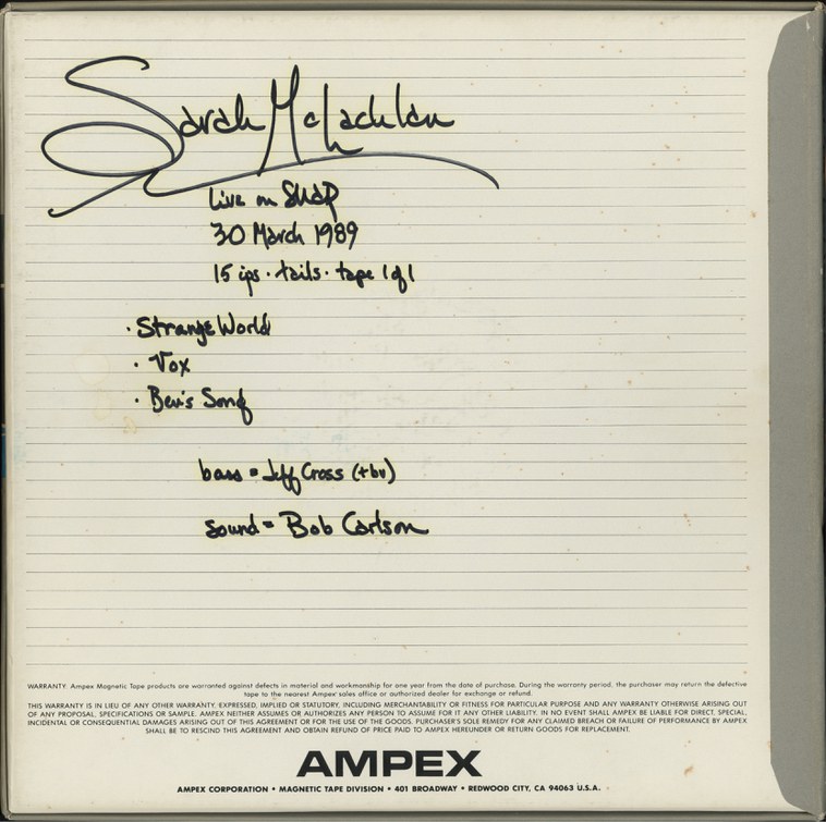 Sarah McLachlan - 1989-03-30 - TAPE 1 OF 1 BACK.jpg