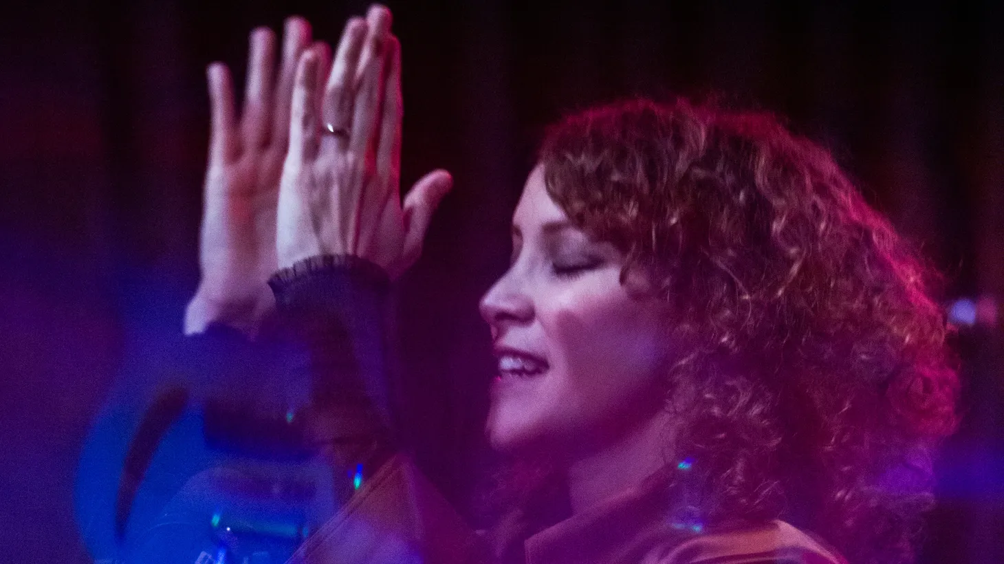 Gaby Moreno is lost in the moment during her KCRW live performance debut in the Annenberg Performance Studio.