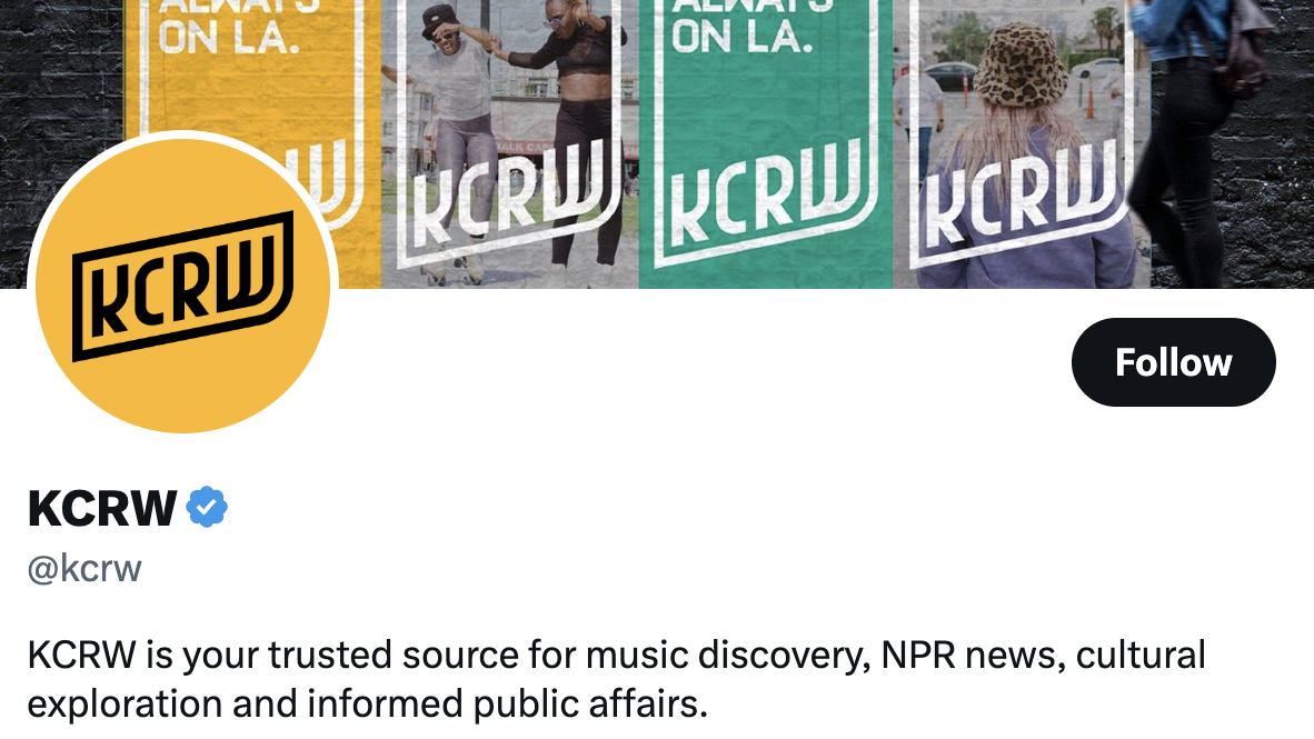 KCRW content will no longer be shared on Twitter starting April 7, 2023.