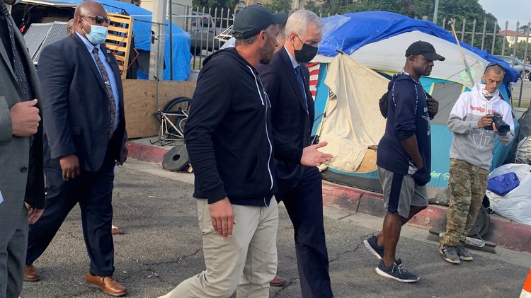US Secretary of Veterans Affairs Denis McDonough visits Veterans Row. Will he help the dozens of homeless veterans camped outside the VA gates?