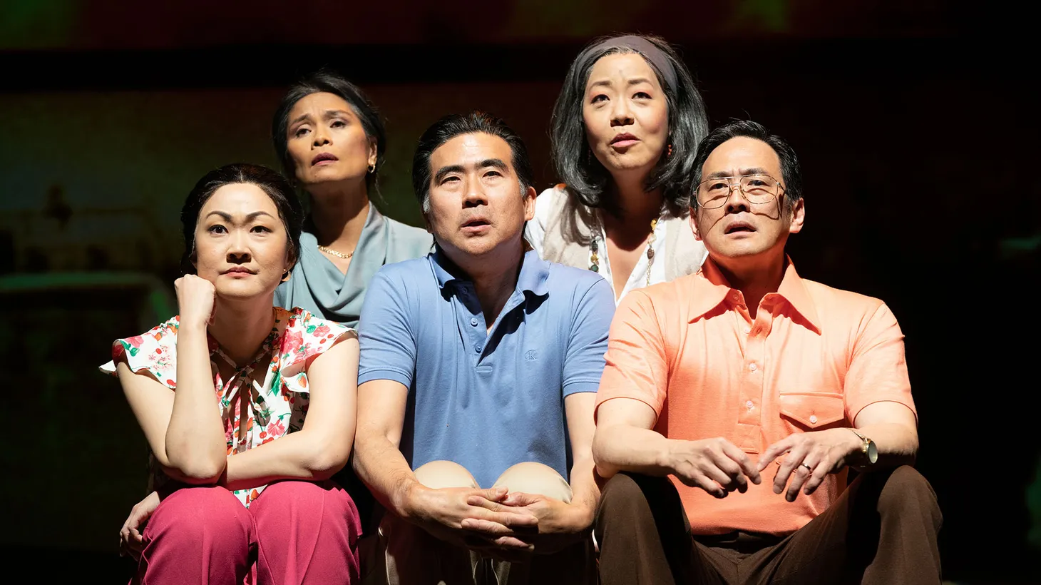 Jully Lee, Tess Lina, Ryun Yu, Jessica Ko, and Paul Juhn appear in South Coast Repertory's 2023 world premiere of “Coleman ’72” by Charlie Oh.