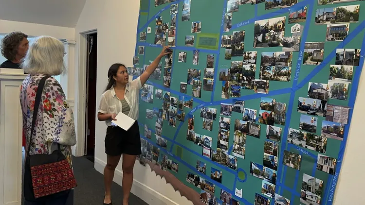 An exhibit by artist Judy Branfman features photography, poetry, and a giant map to examine policies that led to the removal of nearly 1,500 rent-controlled units in the beachside…