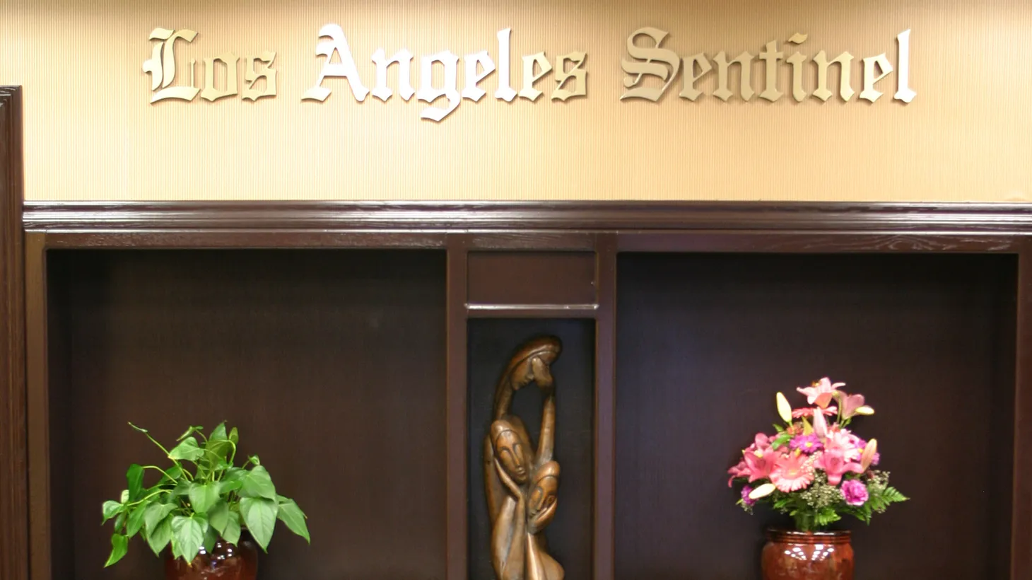A reception desk is seen at the Los Angeles Sentinel.