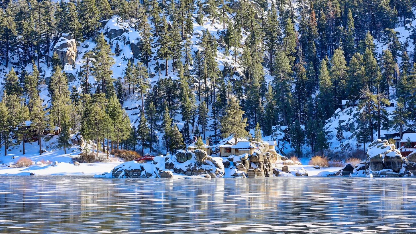 Snow is seen at Big Bear Lake, January 2023.