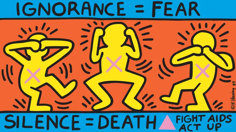 Artist Keith Haring is known for painting radiant babies and barking dogs through simple line work. His first-ever LA museum exhibition is now at the Broad Museum.