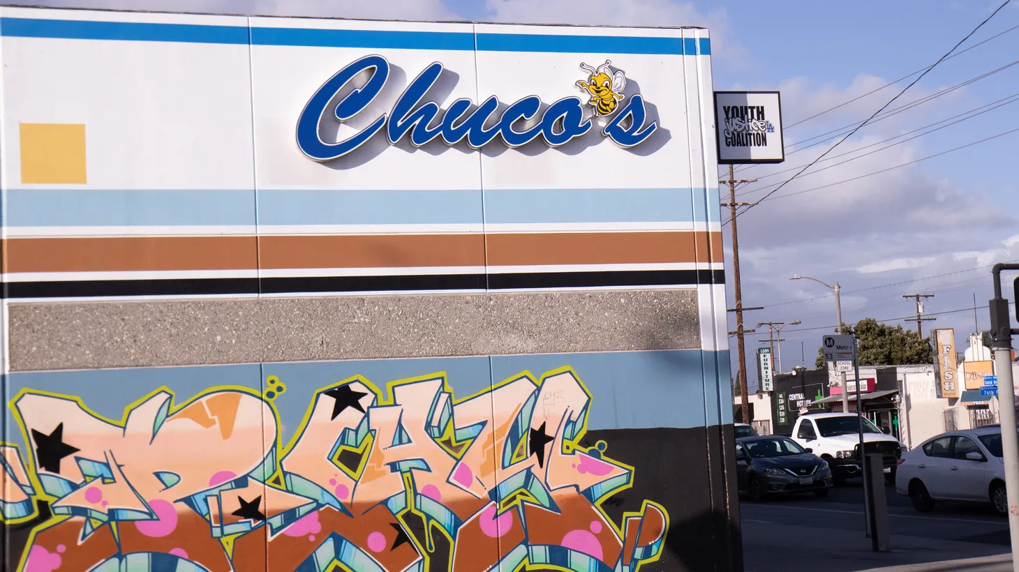 Chuco’s Justice Center in South Central used to be a juvenile courthouse where young people waited to be sentenced to prison. Now it’s a community center, alternative high school, and headquarters for the Youth Justice Coalition.