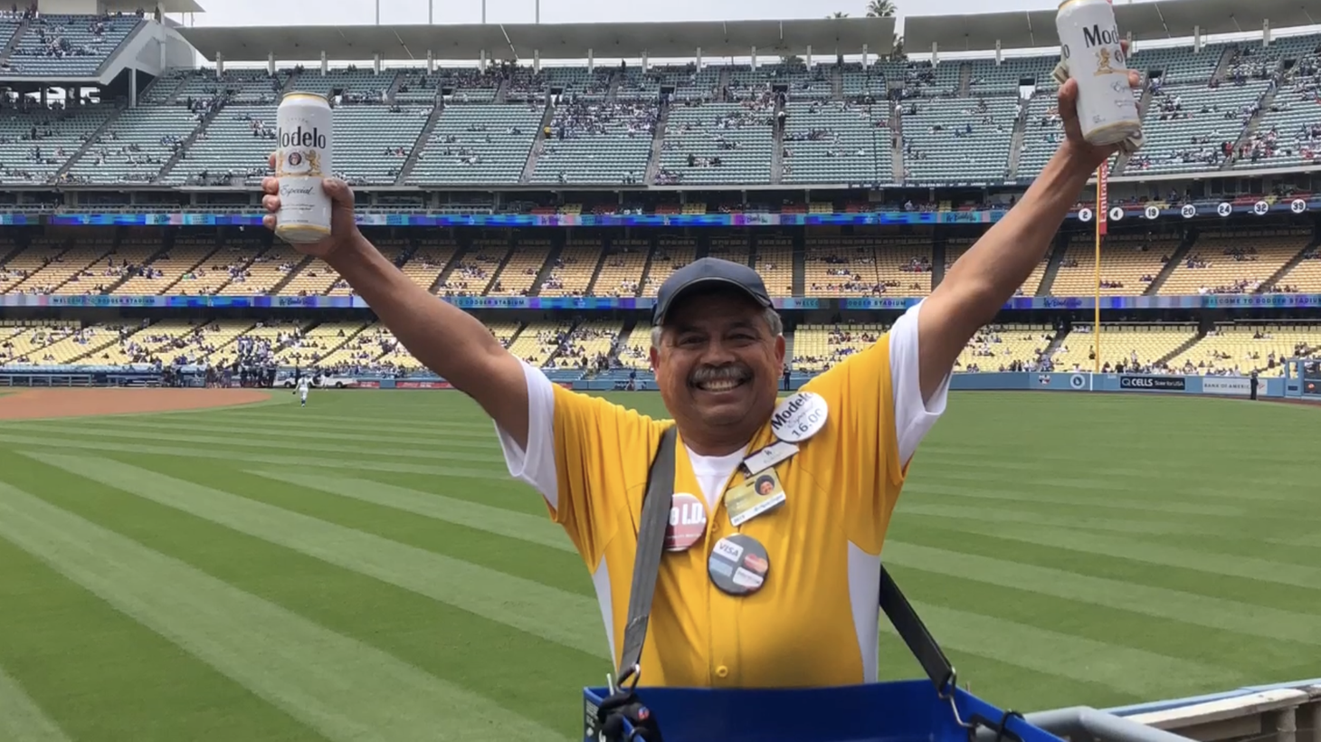 Robert Sanchez, a.k.a. “Peanut Man,” is on the job at Dodger Stadium.