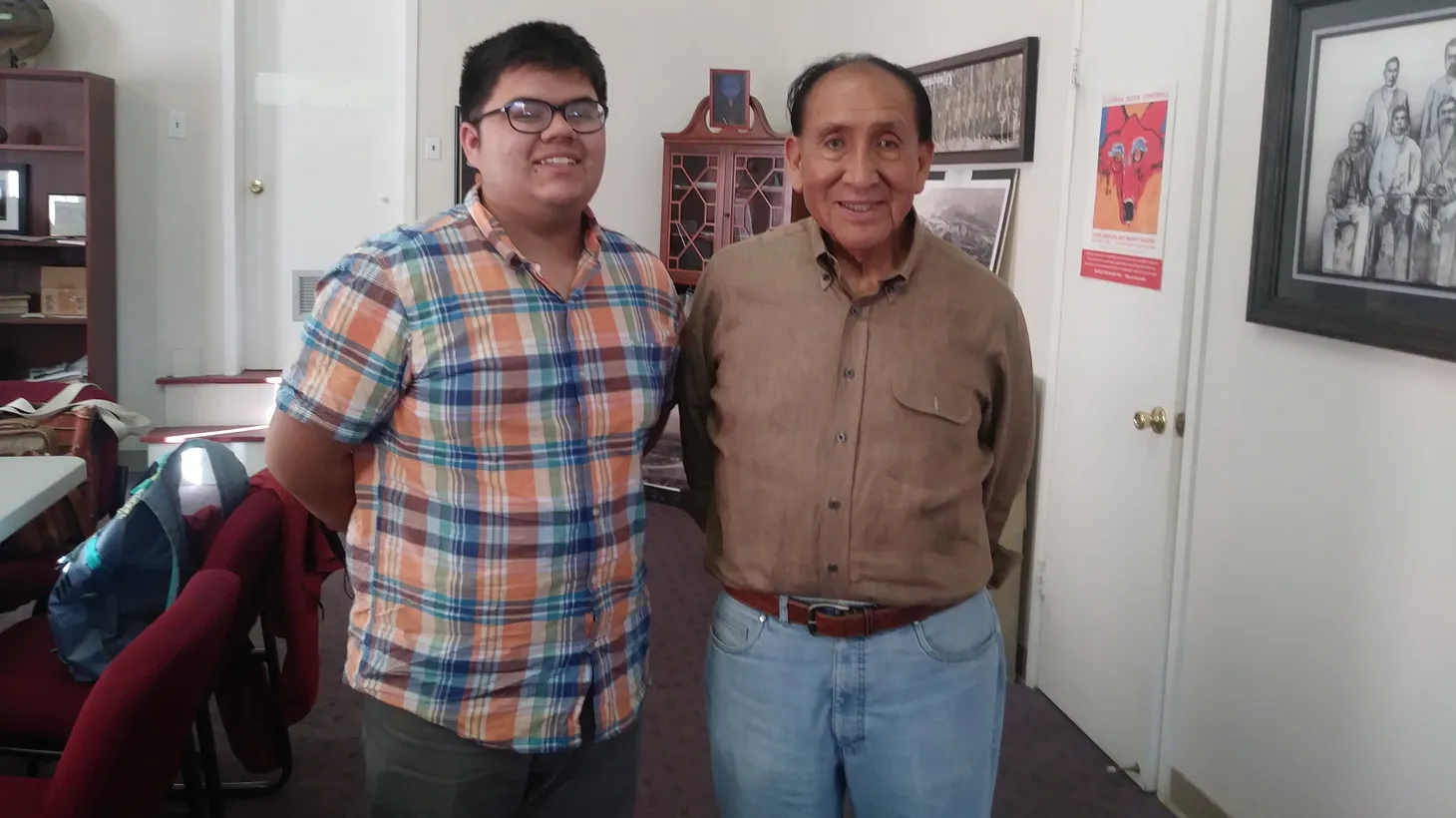 Dorothy Ramon Learning Center co-founder Ernest Siva (right) has been tutoring Mark Araujo-Levinson (left) in the Serrano language since 2017.