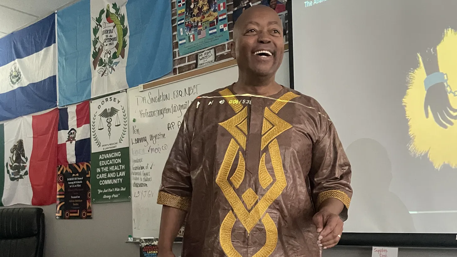 “For millions and millions of young people, Africa is born in them, yet they see nothing in the curriculum that reflects them,” says Donald Singleton, the AP African American Studies teacher at Susan Miller Dorsey Senior High.