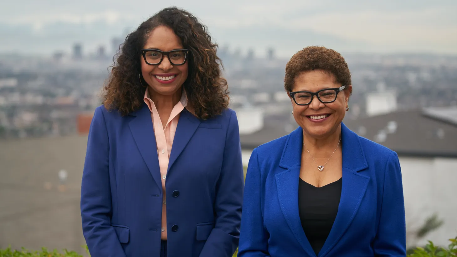 Congresswoman-elect Sydney Kamlager appears with outgoing Congressmember Karen Bass.
