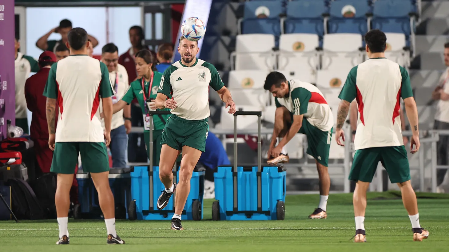 Mexico's Hector Herrera and teammates train at Al Khor SC Stadium, Al Khor, Qatar, during FIFA World Cup Qatar 2022.