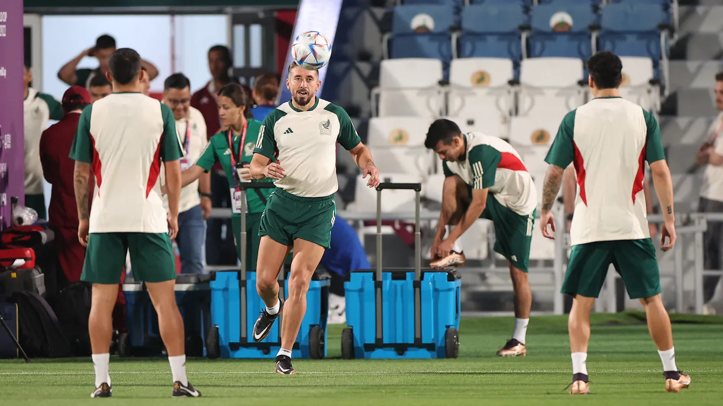 Mexico's Hector Herrera and teammates train at Al Khor SC Stadium, Al Khor, Qatar, during FIFA World Cup Qatar 2022.