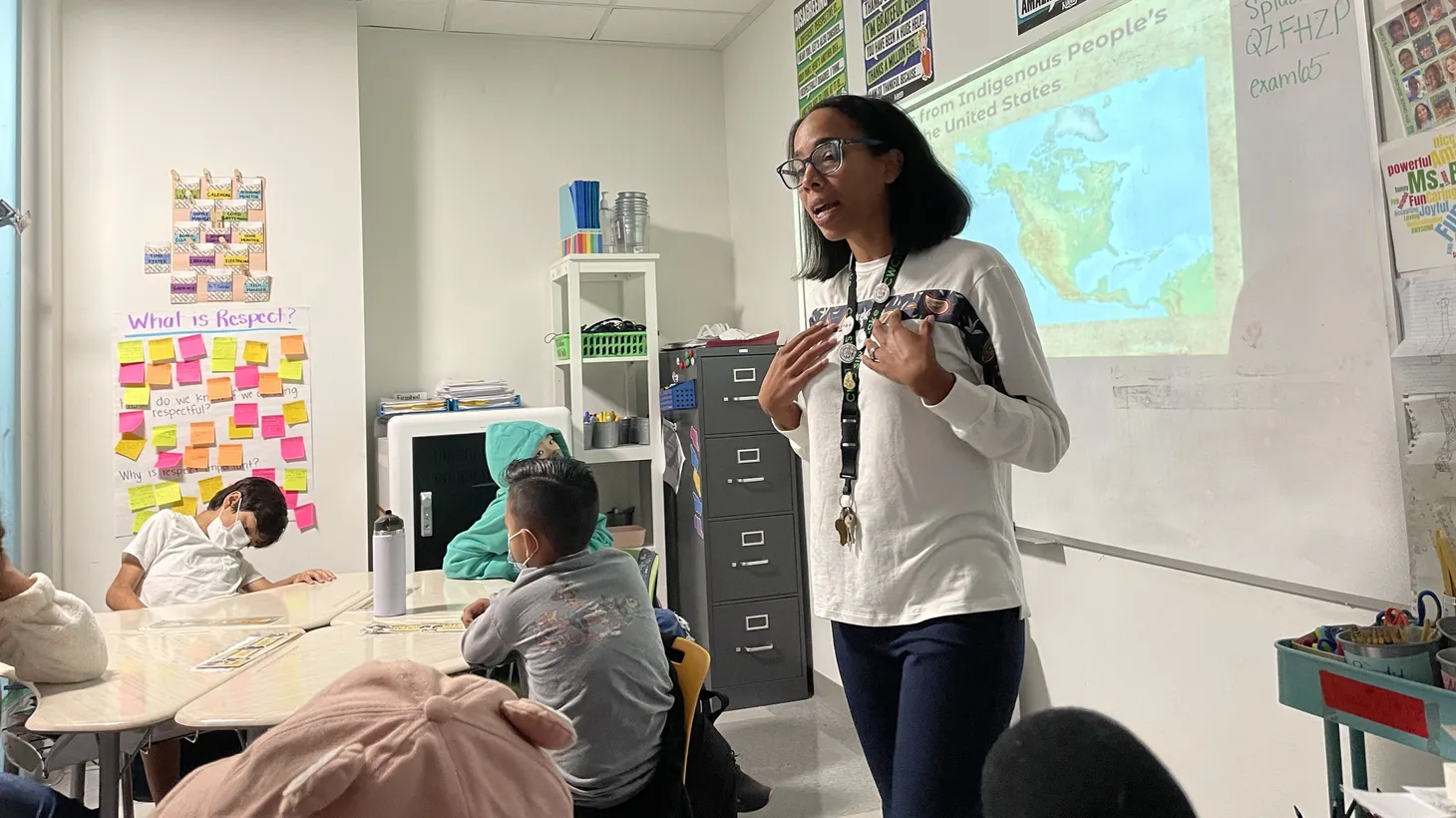 Fifth-grade teacher Brittany Jefferson looks for ways to discuss climate change without traumatizing her students at Citizens of the World Silver Lake charter school.