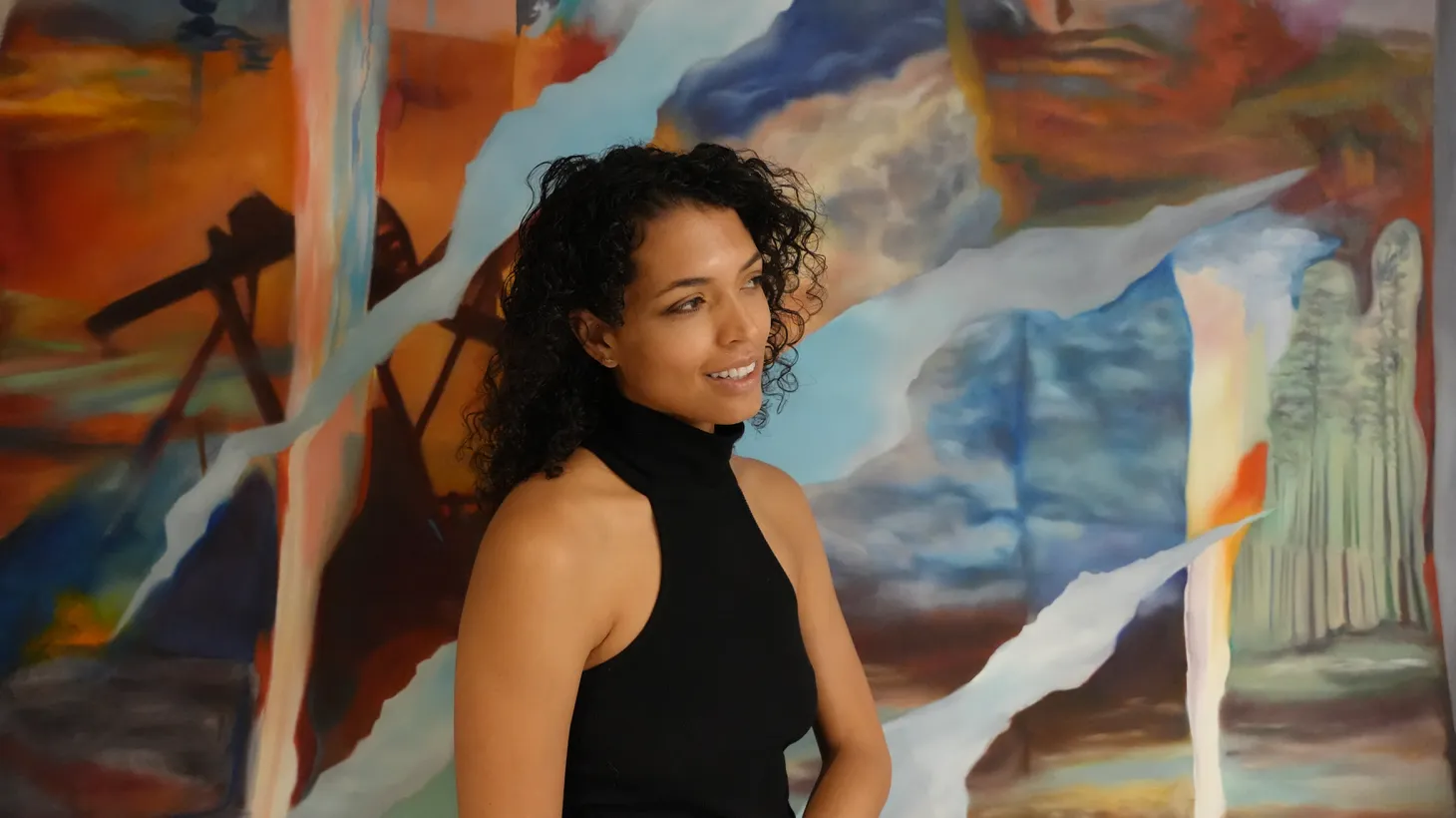 “I'm just constantly capturing that everyday incremental change. And then when I weave those stories about temperature charts or climate change together with paint, and with screen printing, what you get is something that has this reality without the exact realism,” says Jessica Taylor Bellamy.