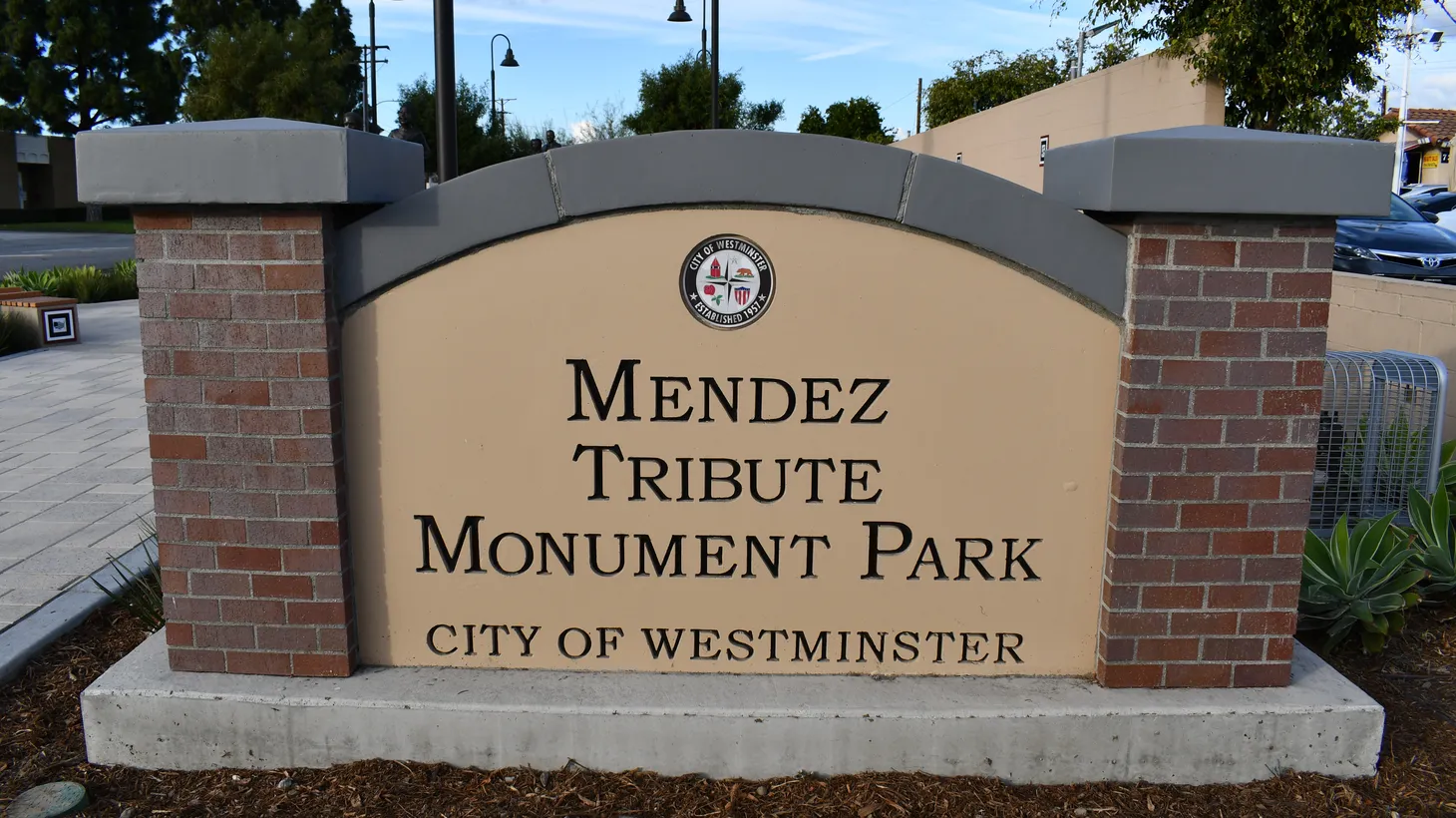 Mendez Tribute Monument Park is located at 7371 Westminster Blvd., Westminster, California 92683.