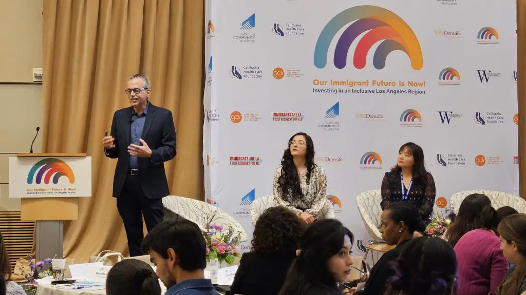Manuel Pastor, director of USC's Equity Research Institute, speaks at the 2023 Los Angeles Immigration Summit.