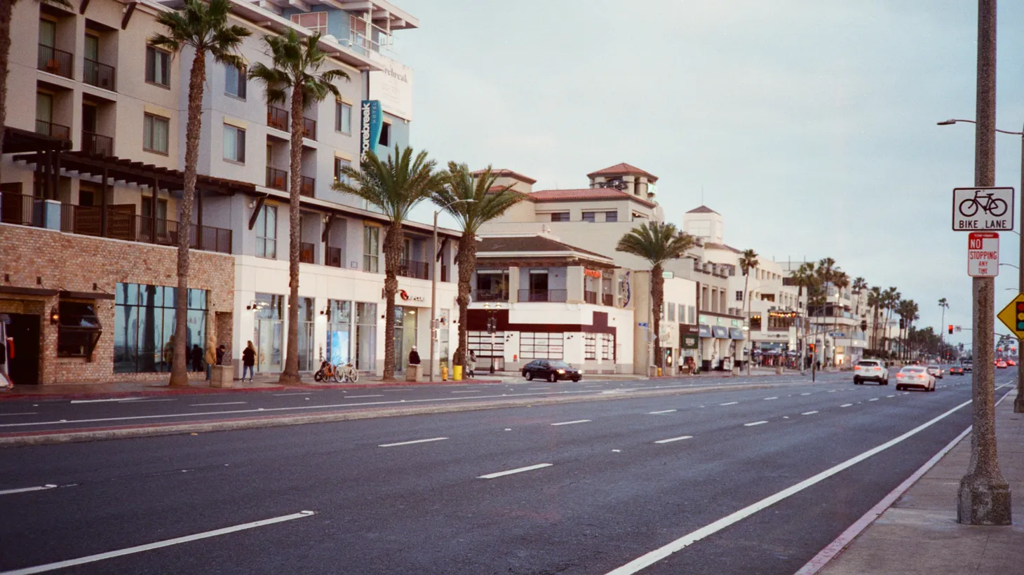 Residential units are seen near Huntington Beach pier.