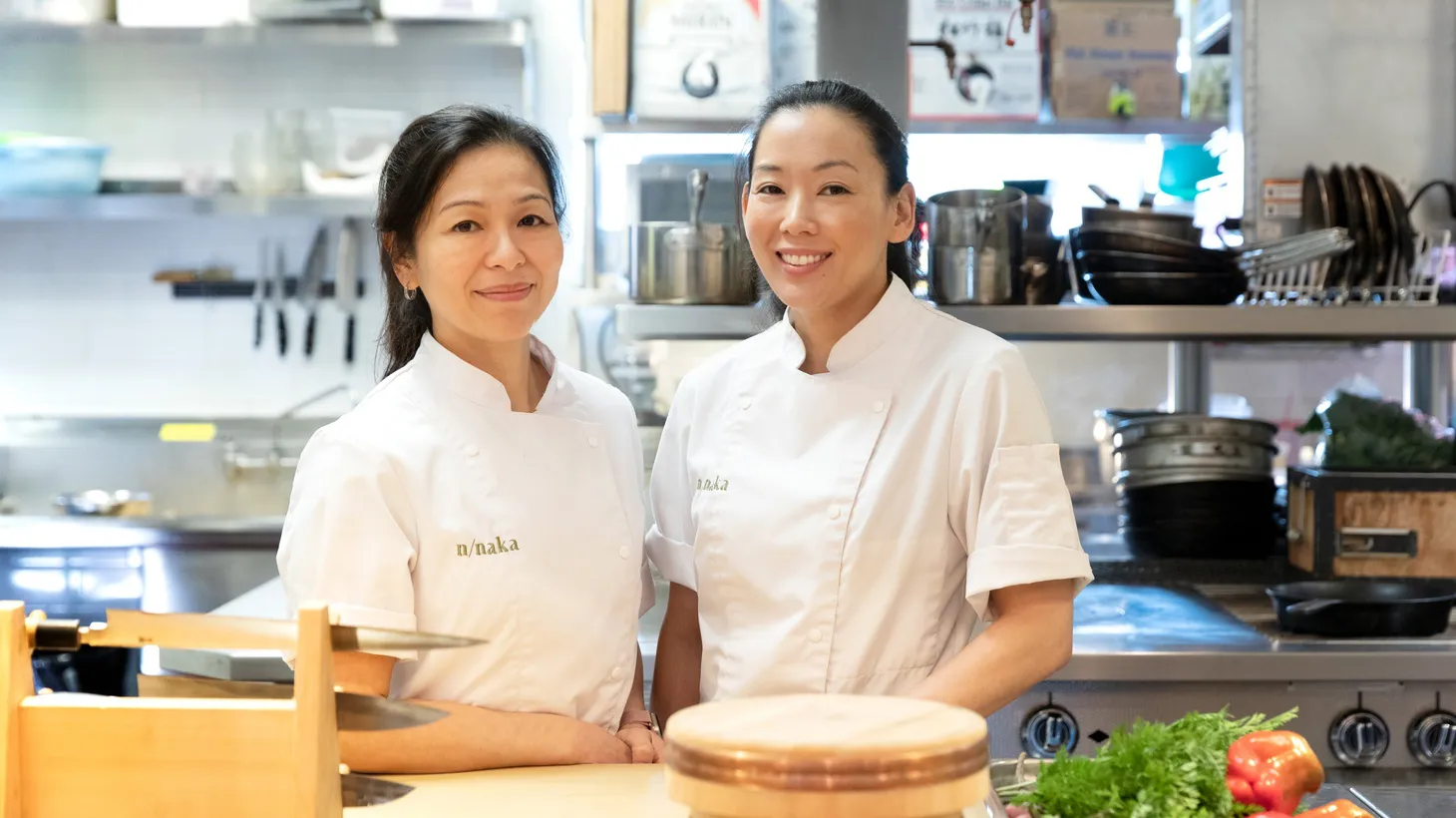 Niki Nakayama (left) and Carole Iida Nakayama (right) are life and business partners who run n/naka and n/soto. Niki Nakayama earned an Outstanding Chef nomination for this year’s James Beard Awards.
