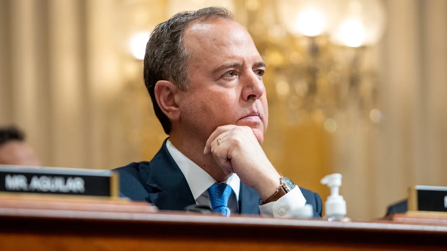 Rep. Adam Schiff, D-Calif., listens during a House Select Committee hearing on the January 6 insurrection at the U.S. Capitol in Washington, D.C., Tuesday, July 12, 2022.