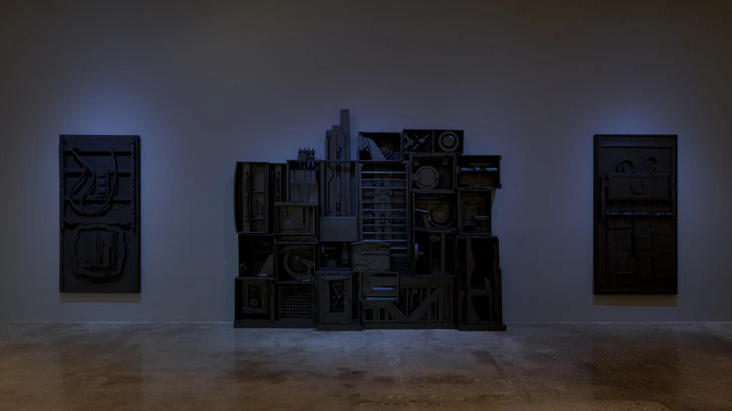 Louise Nevelson’s sculptures appear at Pace Gallery.
