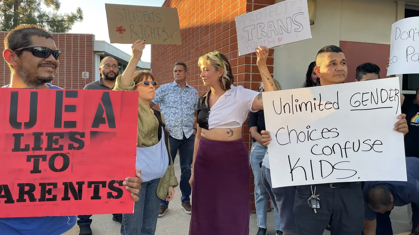 On September 7, protesters at an Orange Unified school board meeting clashed over the district’s parental notification policy, which critics call “forced outing.”