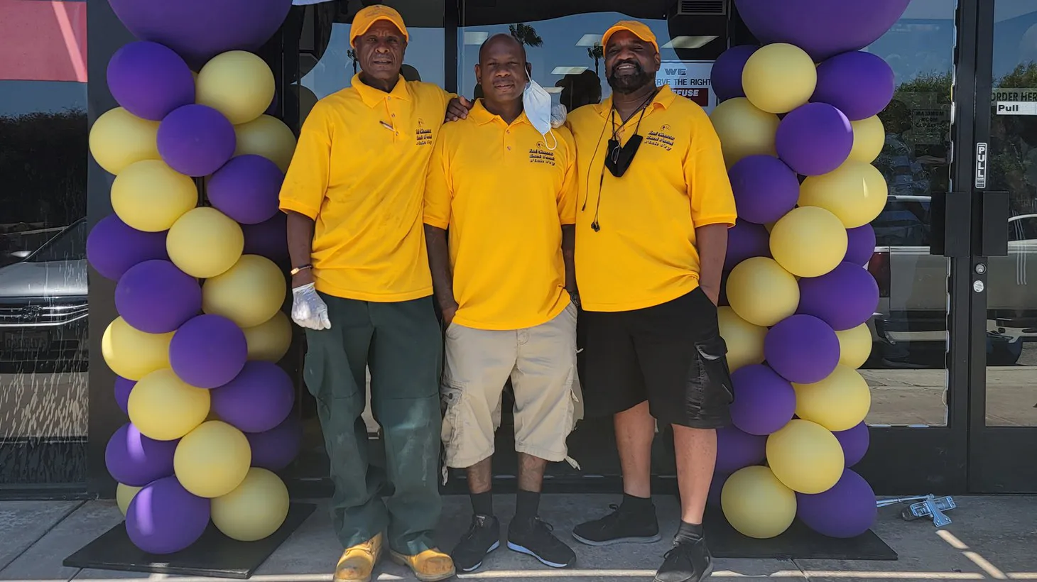 (From left to right) Owners Johnny Smith, Dion Corsey, and Ray Ford at the grand opening of 2nd Chance Soul Food Fish Fry .