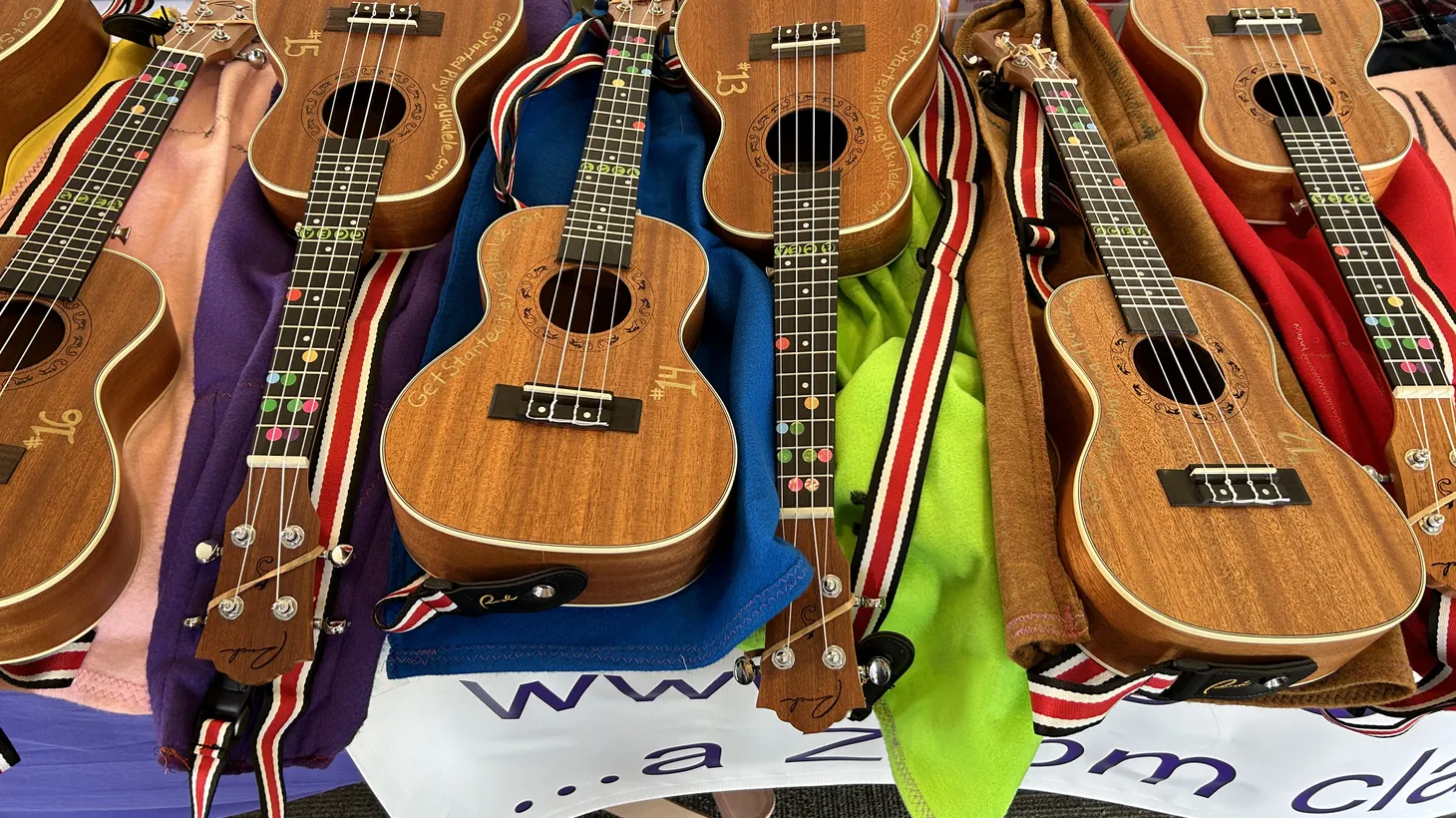 At the LA International Ukulele Festival, people can take free beginner workshops to learn how to play these stringed instruments. September 23, 2023.
