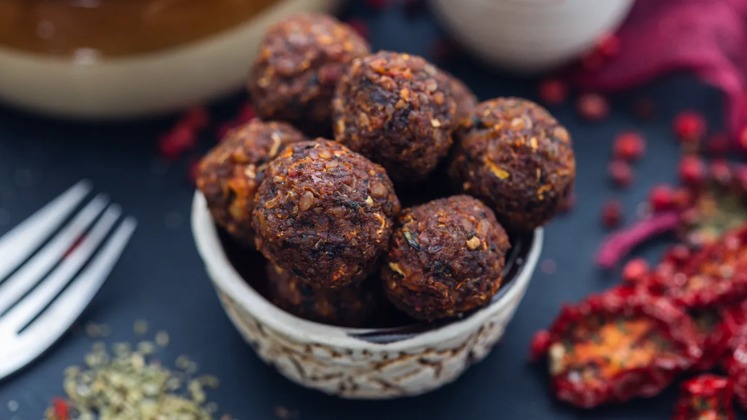 KCRW listener Rodrigo Mejia says he’s planning to use a plant-based meat alternative to make vegan meatballs like these for albondigas. He hasn’t had the meat version in 15 years.